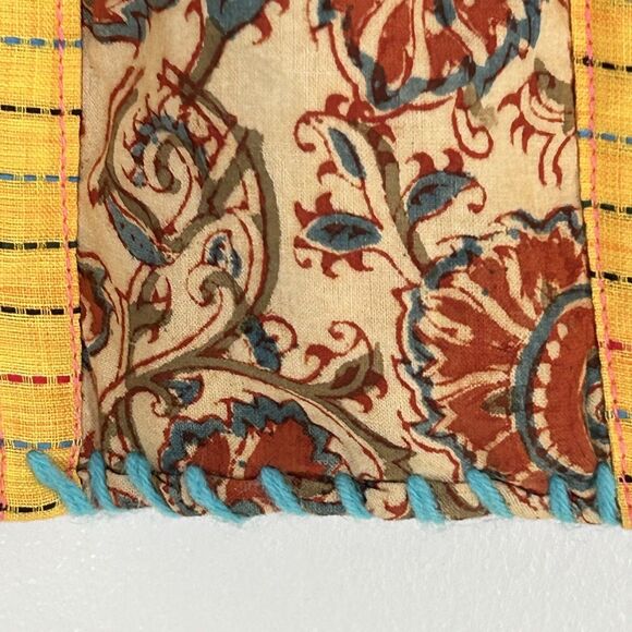 New Boho Handbag Fabric Beaded Fringe Bells Embroidered Purse Artsy Festival nwt - Picture 4 of 9